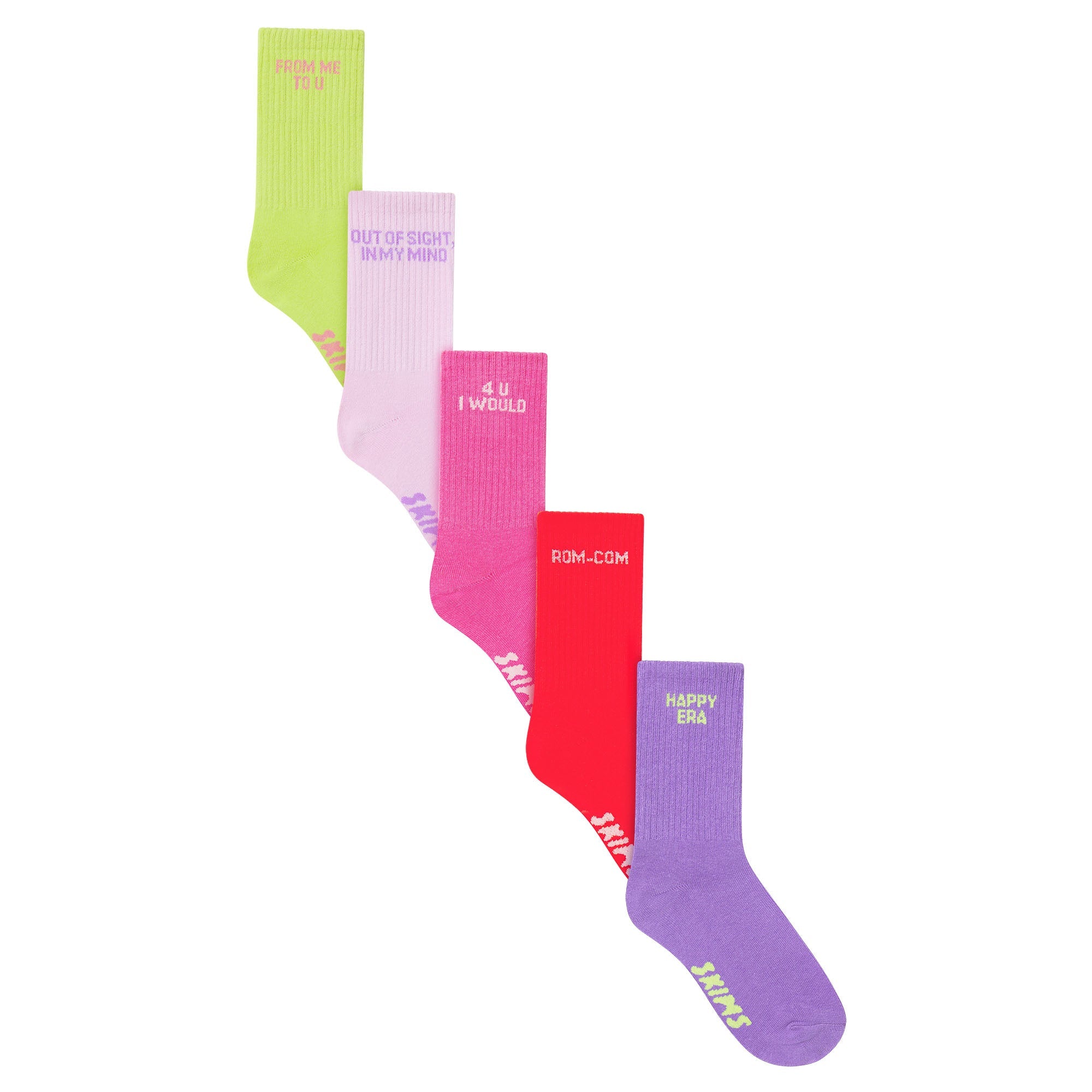 SKIMS RIBBED CREW SOCK 5-PACK | DAFFODIL BABY PINK MULTI - ÇORAP
