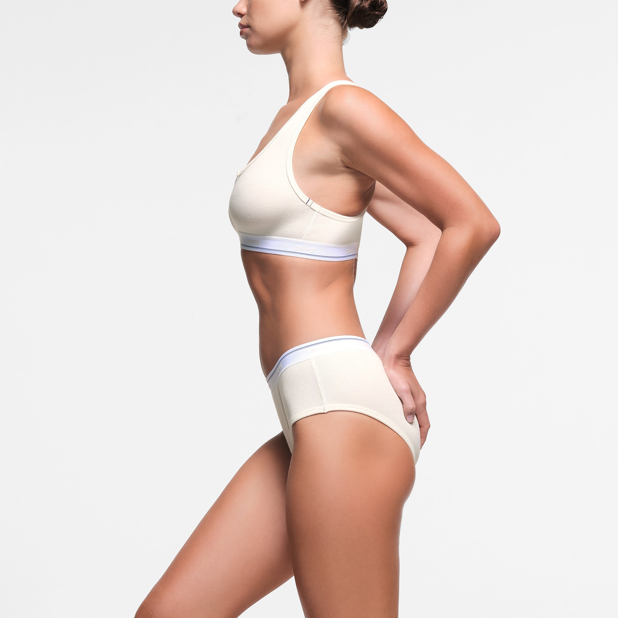SKIMS COTTON RIB SPLIT NECK BRALETTE | MARBLE STRIPE - SÜTYEN