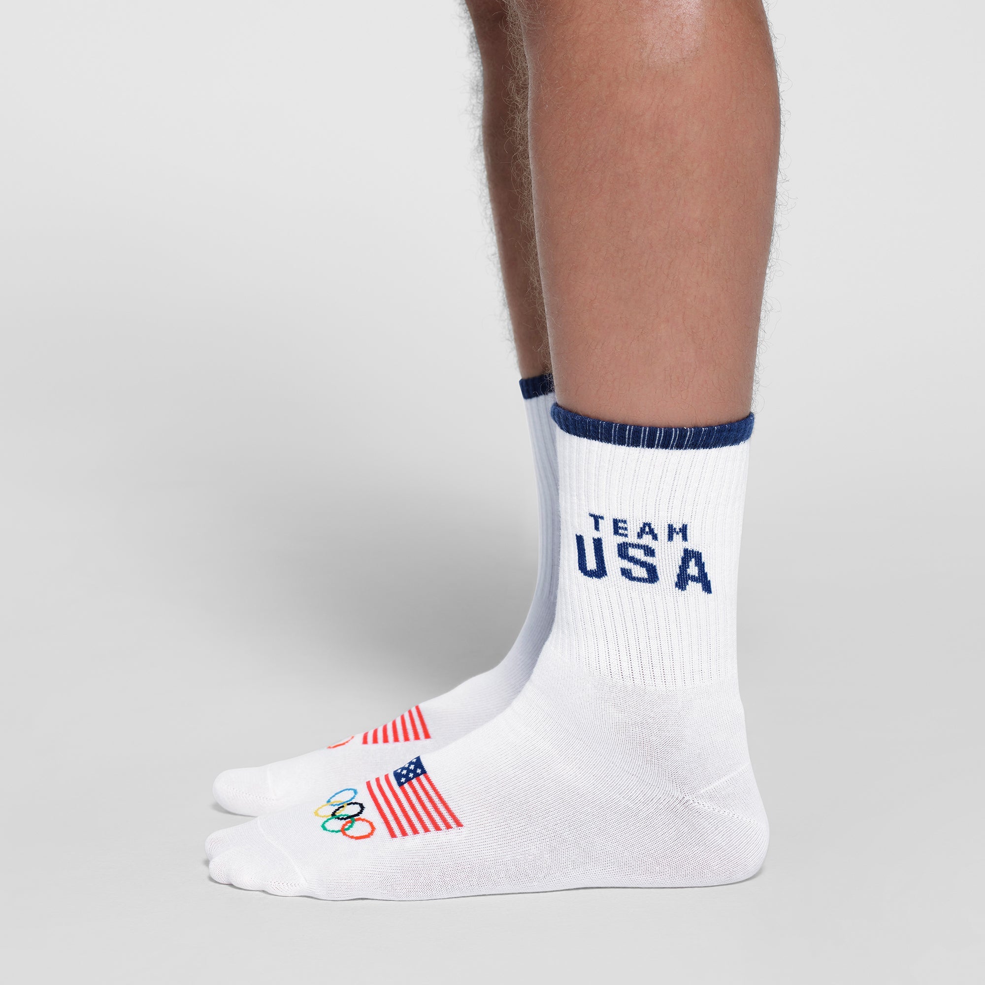 SKIMS FOR TEAM USA MENS OLYMPIC RIBBED CREW SOCK | WHITE - ÇORAP