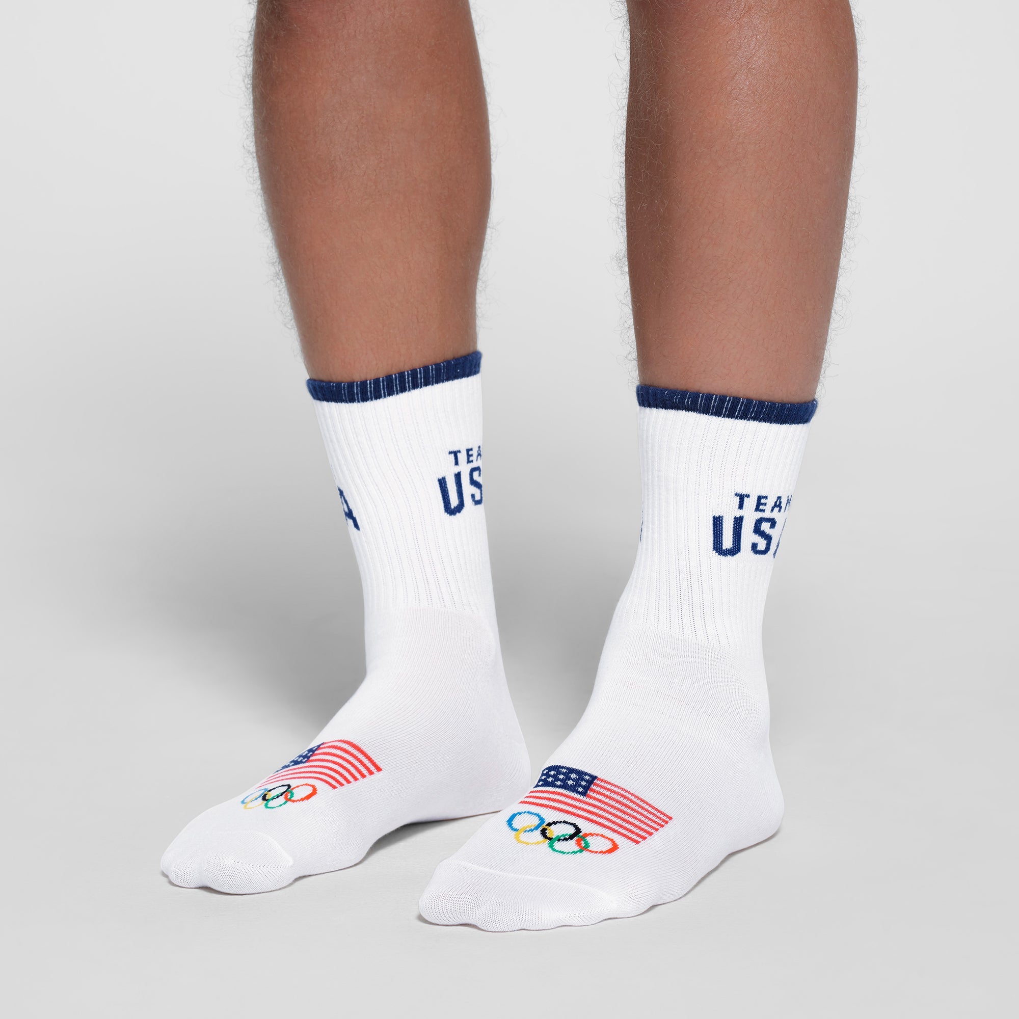 SKIMS FOR TEAM USA MENS OLYMPIC RIBBED CREW SOCK | WHITE - ÇORAP