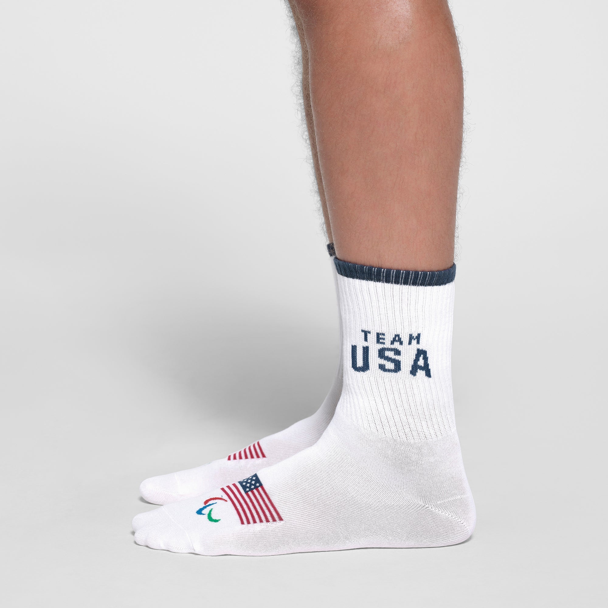 SKIMS FOR TEAM USA MENS PARALYMPIC RIBBED CREW SOCK | WHITE - ÇORAP