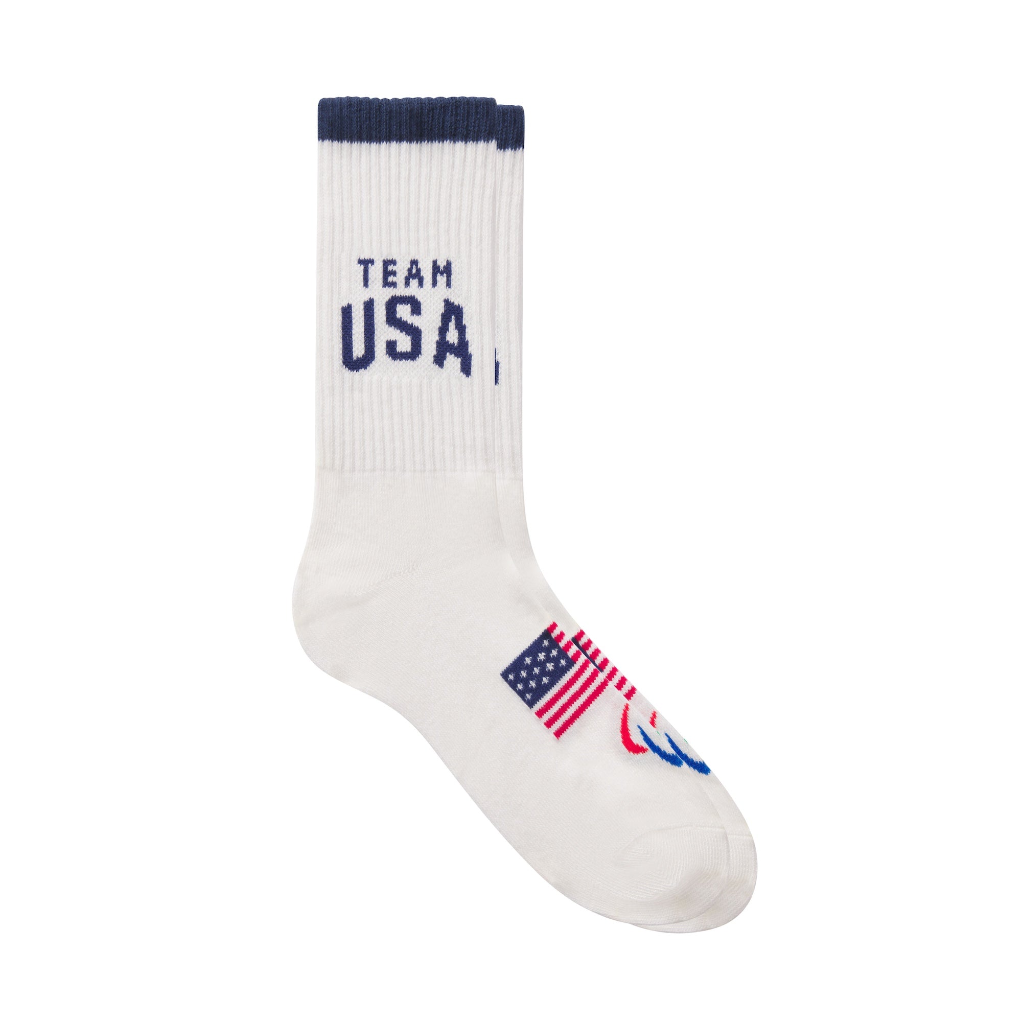 SKIMS FOR TEAM USA MENS PARALYMPIC RIBBED CREW SOCK | WHITE - ÇORAP