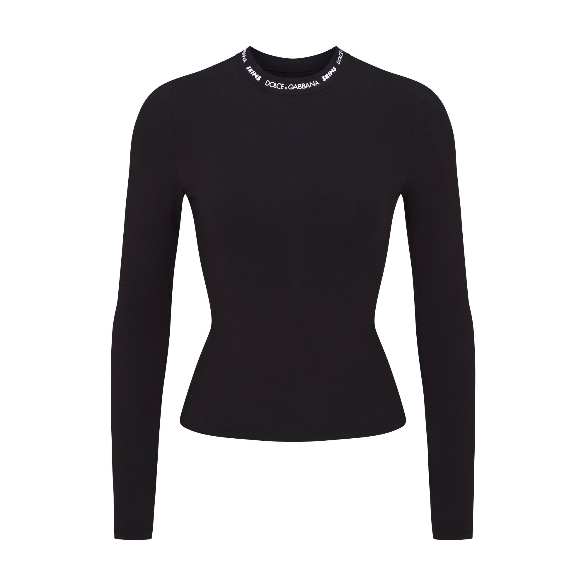 SKIMS DOLCE&GABBANA X COTTON JERSEY LONG SLEEVE T-SHIRT | ONYX - TİŞÖRT
