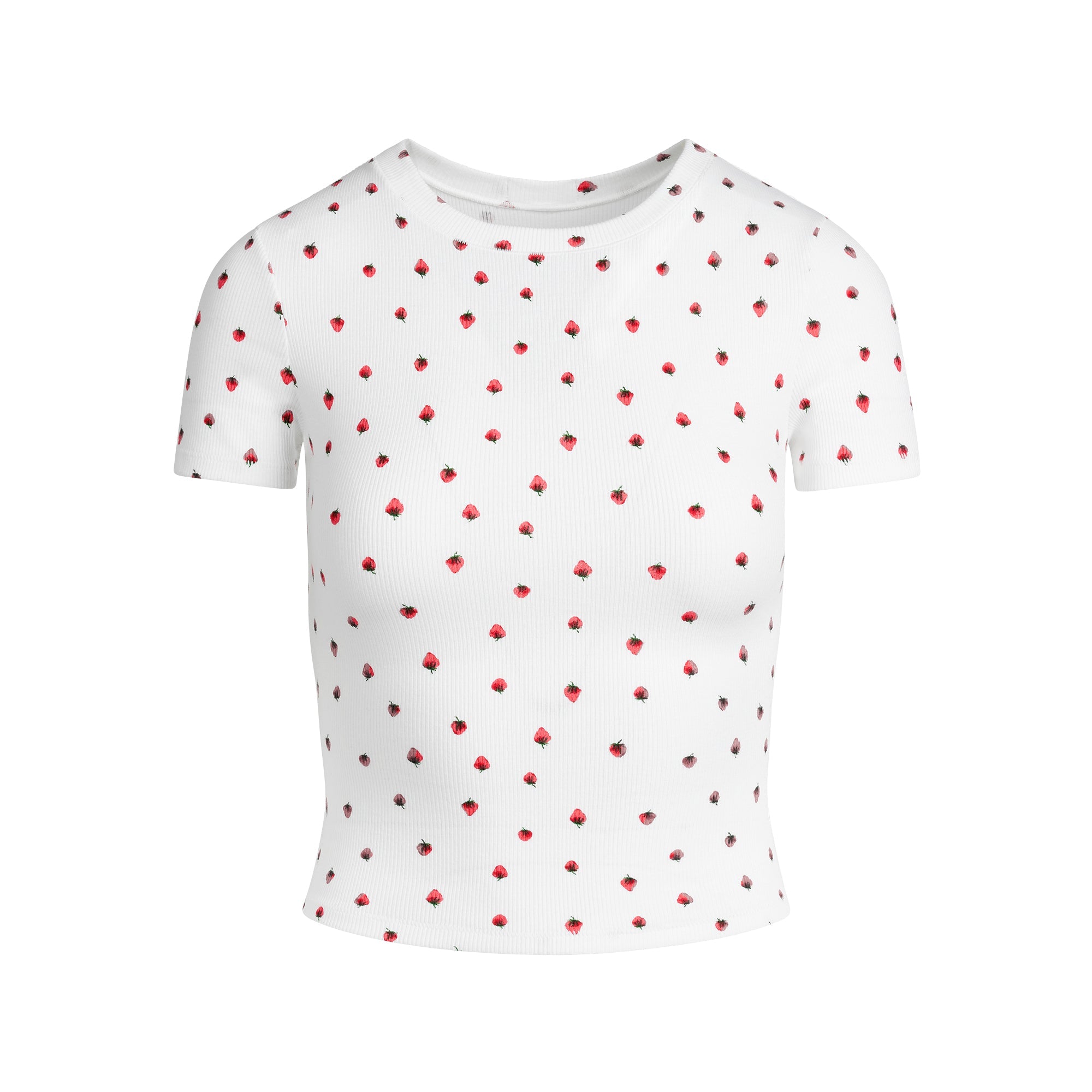 SKIMS COTTON RIB T-SHIRT | SNOW STRAWBERRY PRINT - TİŞÖRT