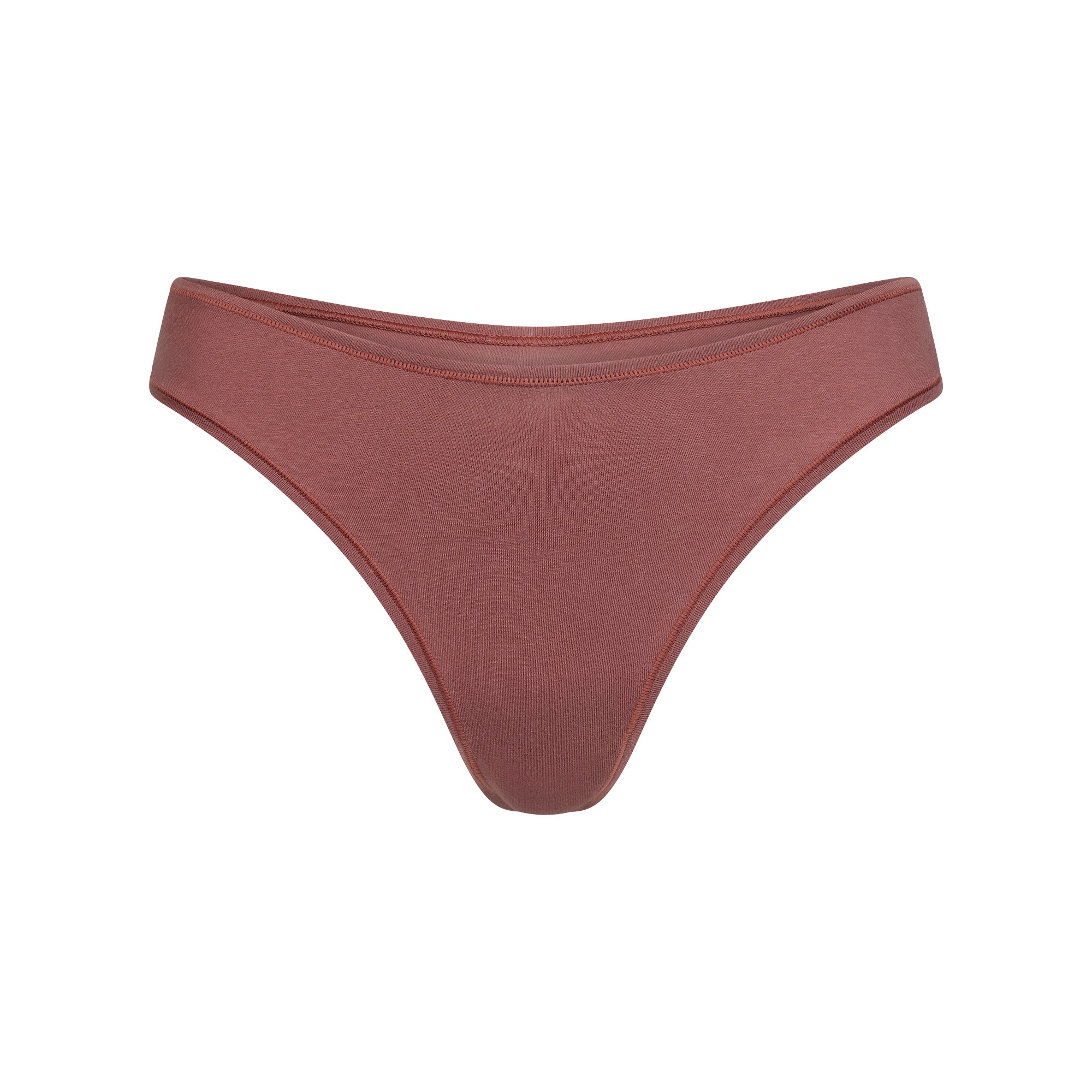 SKIMS COTTON JERSEY DIPPED THONG | REDWOOD - TANGA
