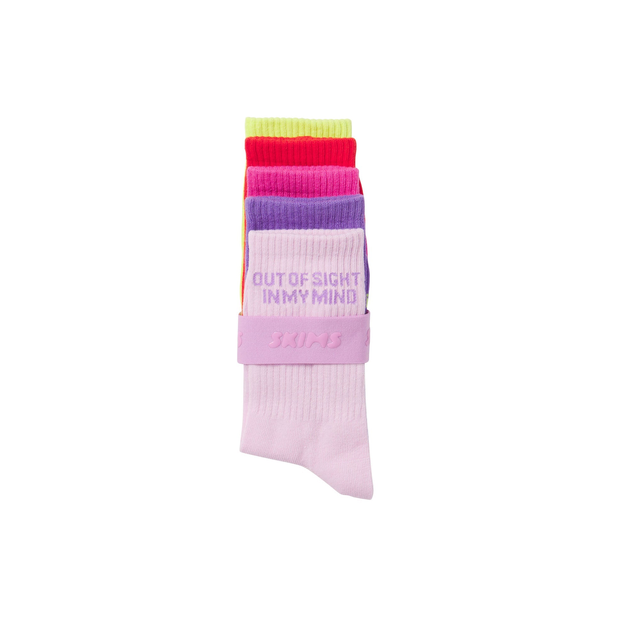 SKIMS RIBBED CREW SOCK 5-PACK | DAFFODIL BABY PINK MULTI - ÇORAP